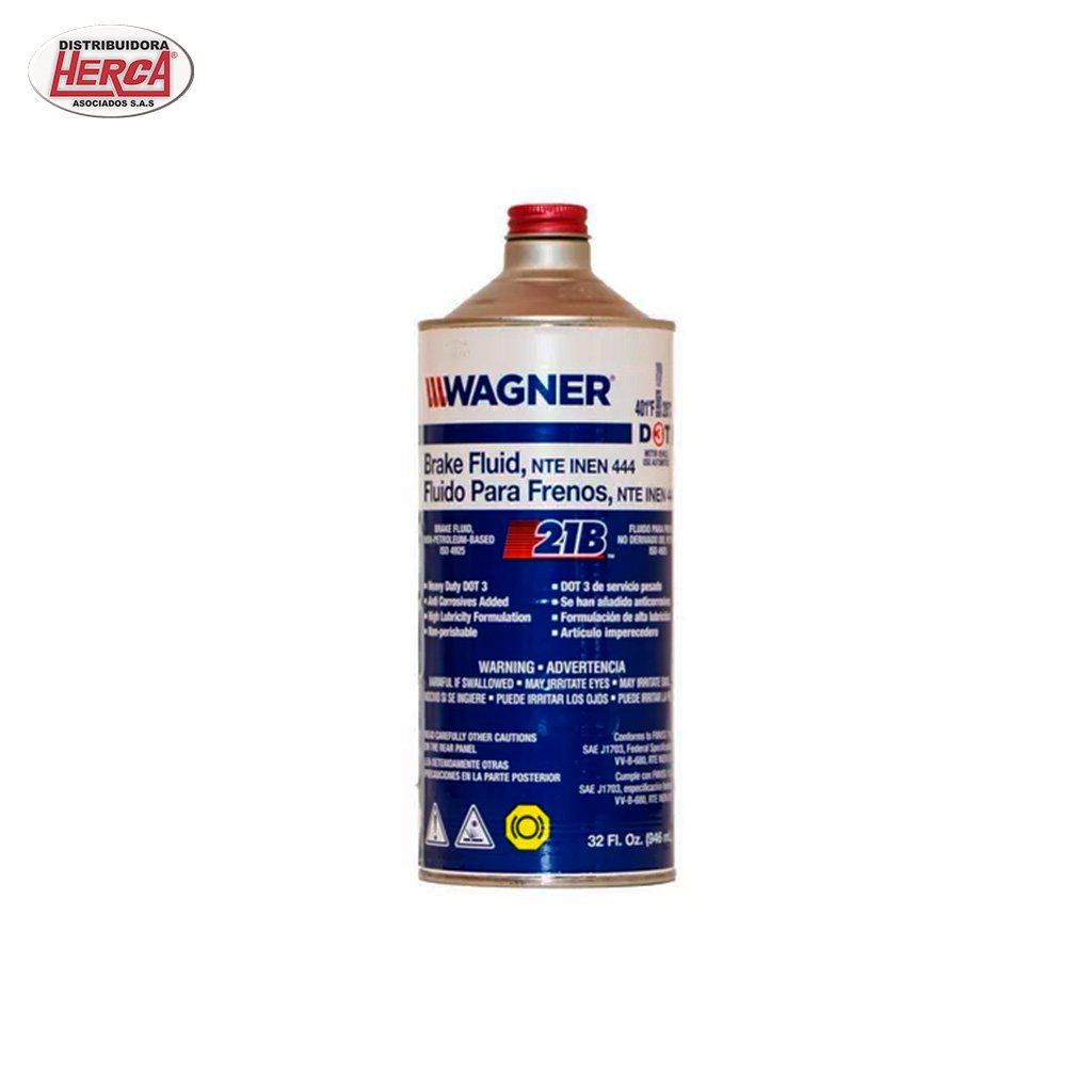 Wagner Líquido de Frenos DOT 3 1/4, ideal para autos y motos. Máxima protección contra corrosión y excelente rendimiento en altas temperaturas.