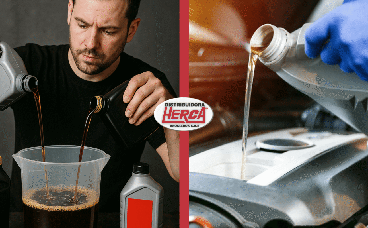 Mezclar aceites de motor con diferente viscosidad, base o marca - Distribuidora Herca Asociados S.A.S
